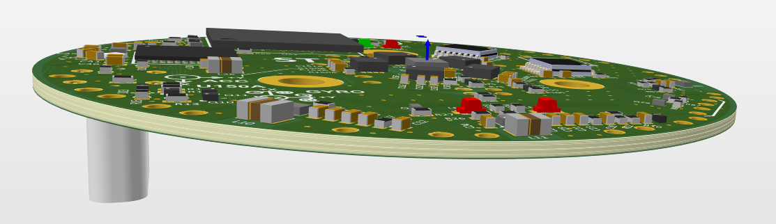Circular populated circuit board.